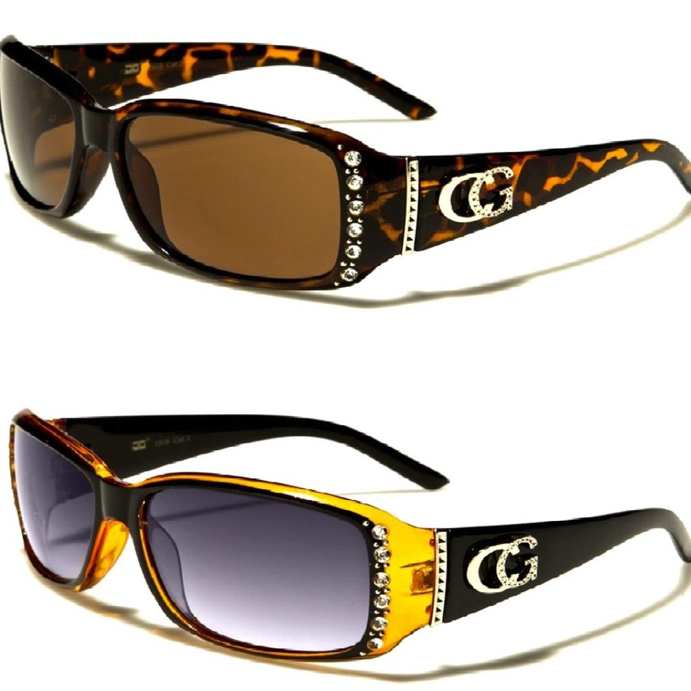 2 Pair CG Eyewear  1 Orange & 1 Tortoise Shell Rhinestone Sunglasses